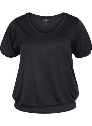 Short-sleeved exercise top, Black, Packshot image number 0