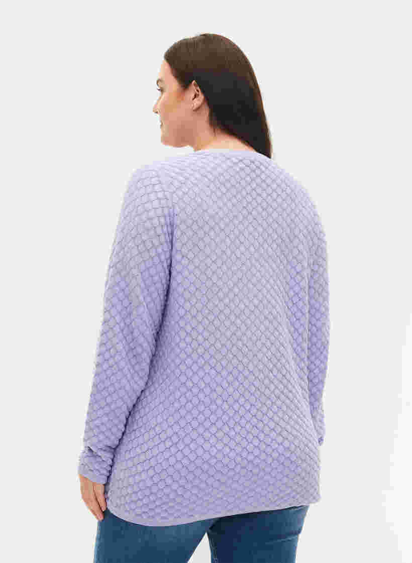 Patterned knitted top with v-neckline, Lavender, Model image number 1