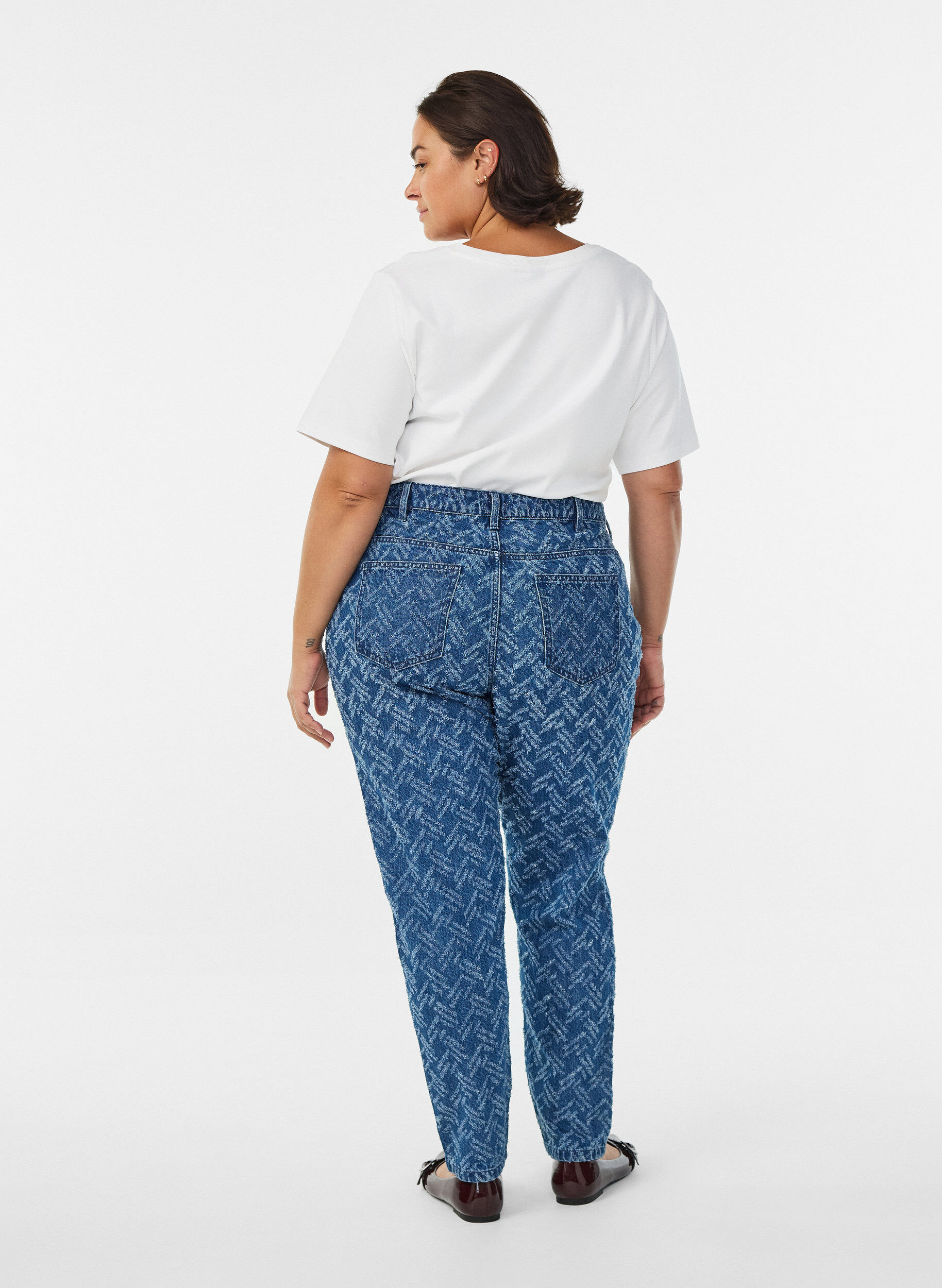 Zizzifashion Mille jeans with textured pattern, Blue, Model image number 1