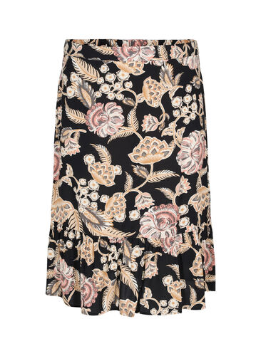 Printed viscose skirt with ruffle edge, Paisley Flower, Packshot image number 0