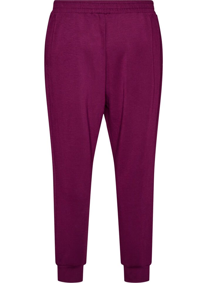 Jersey trousers with high waist and pockets, Purple, Packshot image number 1