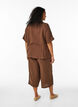 Culotte trousers in cotton muslin with high waist, Brown, Model image number 1
