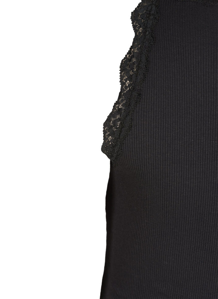 Top with lace trim, Black, Packshot image number 3