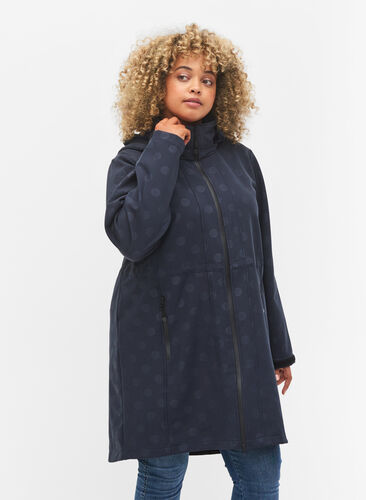 Softshell jacket with a detachable hood, Navy, Model image number 0