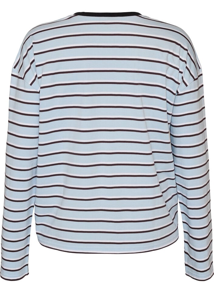 Basic t-shirt with long sleeves, Blue, Packshot