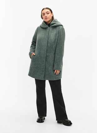 Bouclé coat with wool, Balsam Green Mel., Model image number 2
