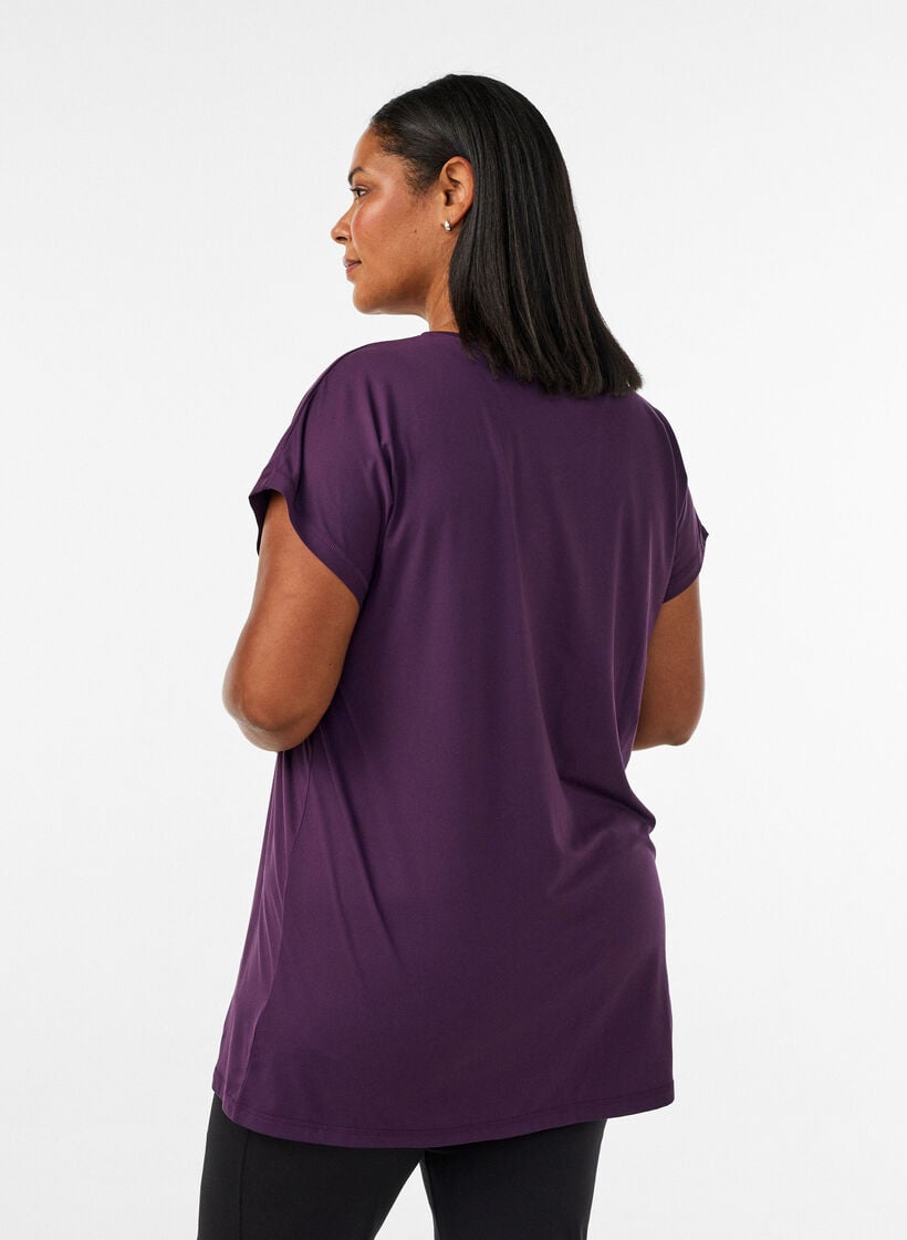 Long workout T-shirt, Purple, Model image number 2