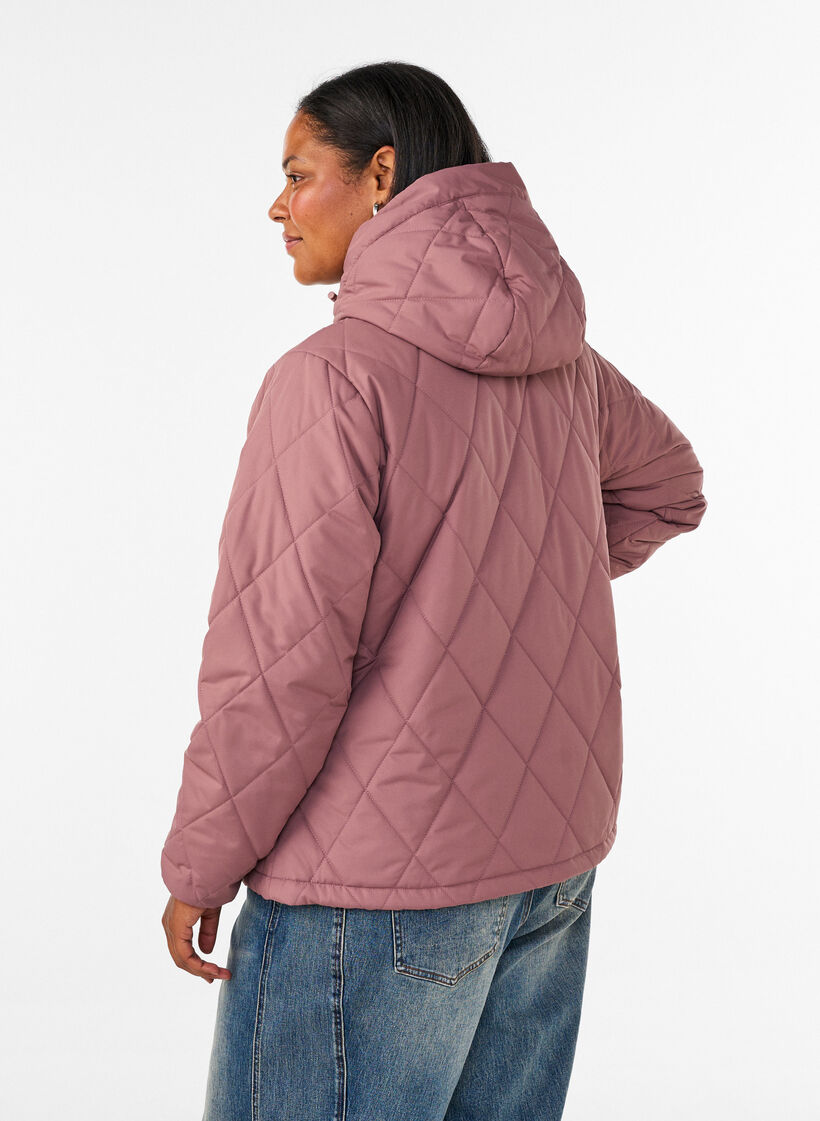 Lightly padded jacket with diamond quilt, Rose, Model image number 2