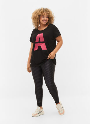 Sports t-shirt with print, Black w. Pink A, Model image number 2