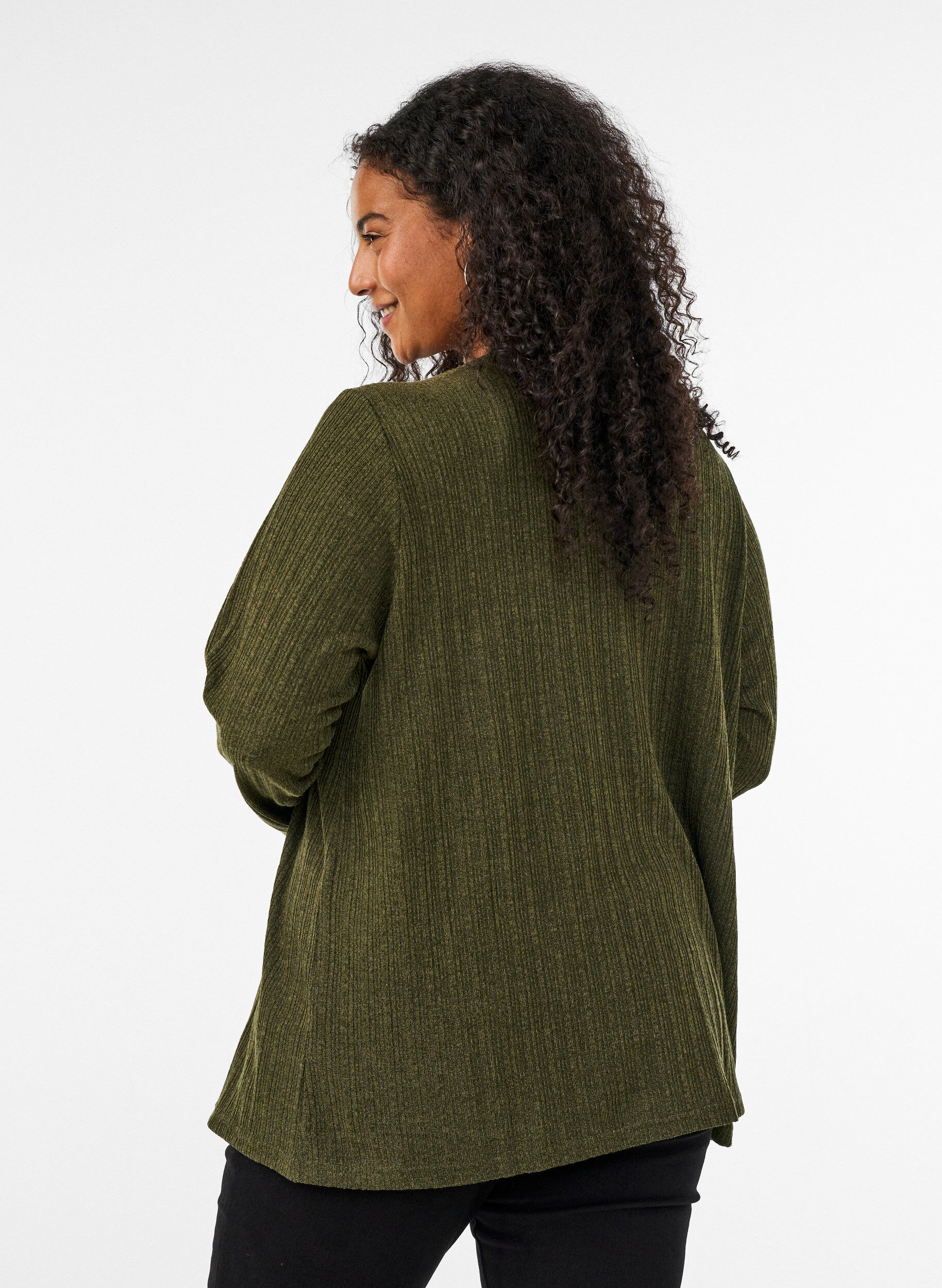 ZizzifashionOpen cardigan in textured jersey, Blue, Model image number 2