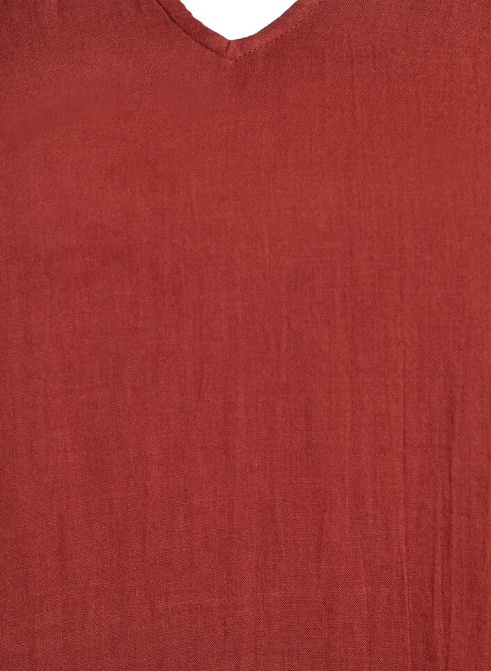 Sleeveless top in cotton muslin with ruffles, Red, Packshot image number 2