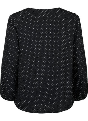 Long sleeved blouse with ruffles, Black Dot, Packshot image number 1