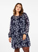 Short printed dress with a round neck, Ev.Blue Flower AOP, Model image number 0
