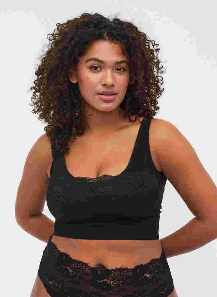 Lace detail bra, Black, Model