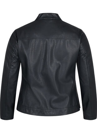 Faux leather jacket with pockets, Black, Packshot image number 1