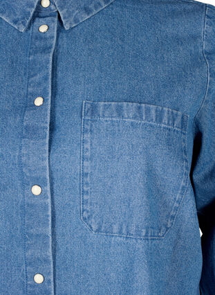 Floral denim shirt with chest pocket, Light Blue Denim, Packshot image number 2