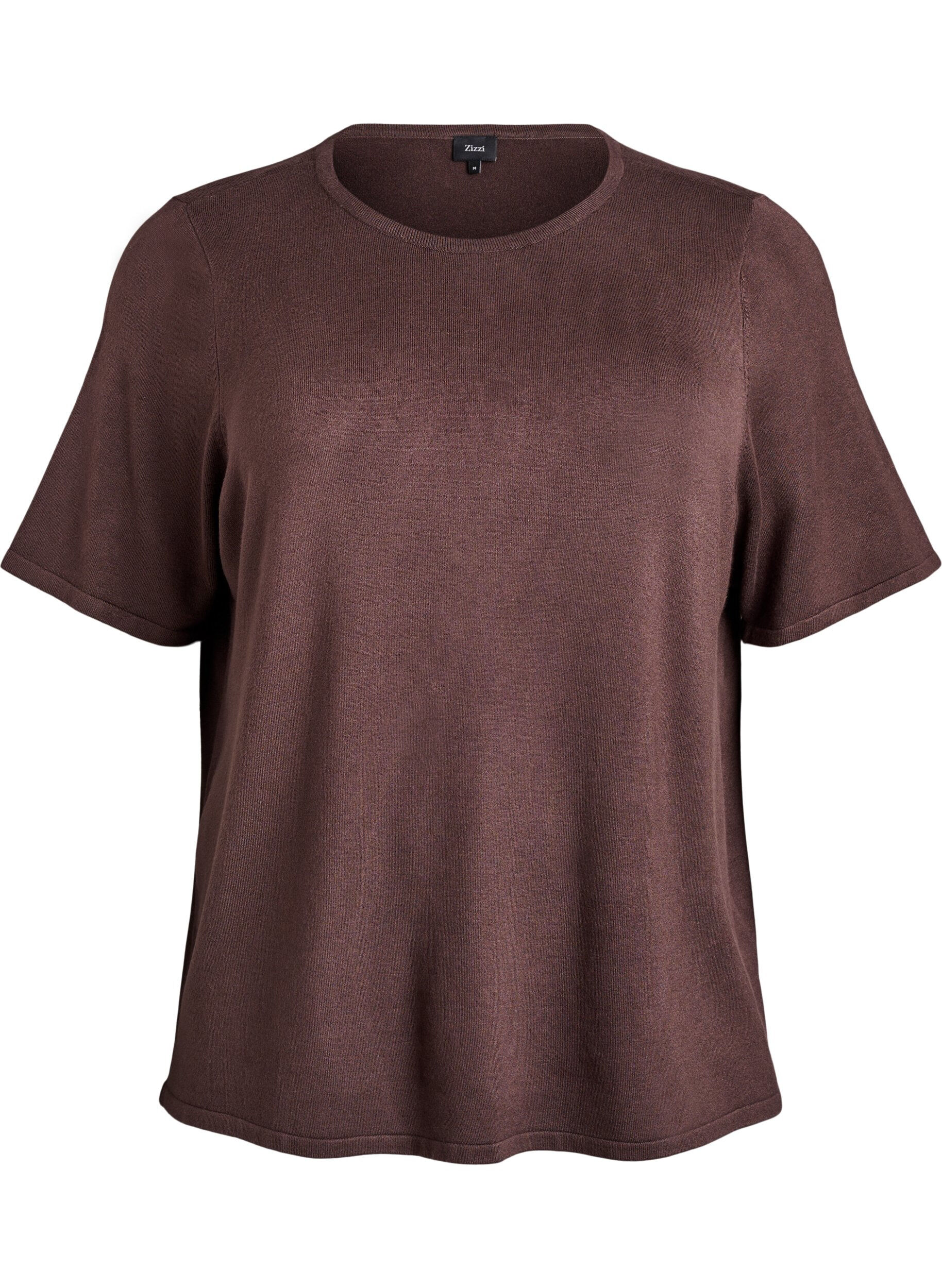 Short-sleeved knit blouse in viscose