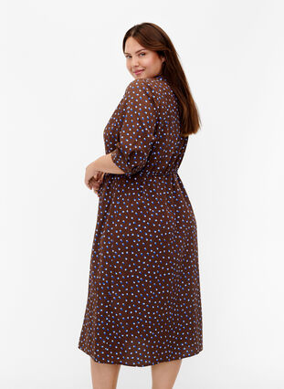 FLASH - Shirt dress with dots, Chicory Coffee AOP, Model image number 1