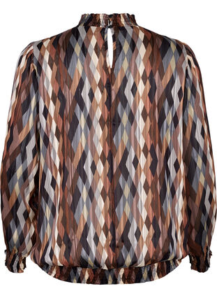 Printed blouse with smock, Earthy Zig Zag, Packshot image number 1