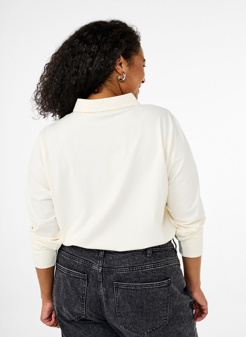 Long-sleeved polo shirt, Vanilla, Model image number 2