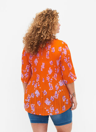 Pleated blouse in flower print, Exuberance Flower, Model image number 1