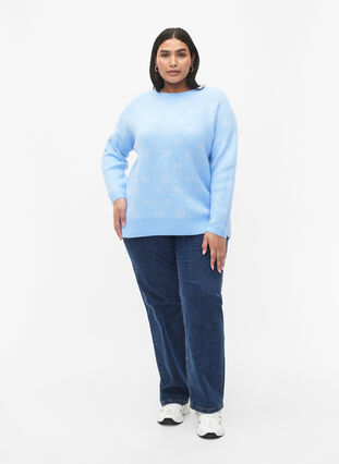 Patterned pullover, Blue Bell/Birch, Model image number 2