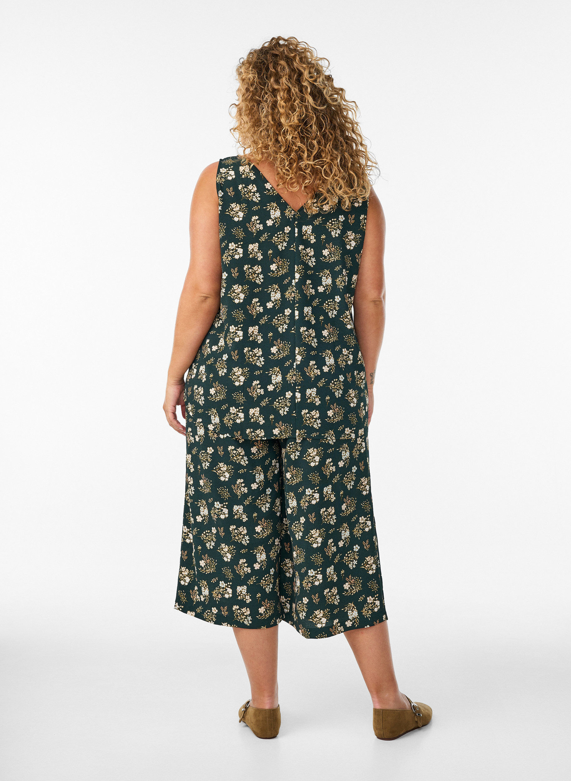ZizzifashionPrinted top with v-neck, Green, Model image number 1