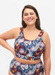Bikini top with a round neckline, Deep Tropical Print, Model image number 0