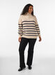 Knitted sweater with high neck and zipper, Vanilla, Model image number 1