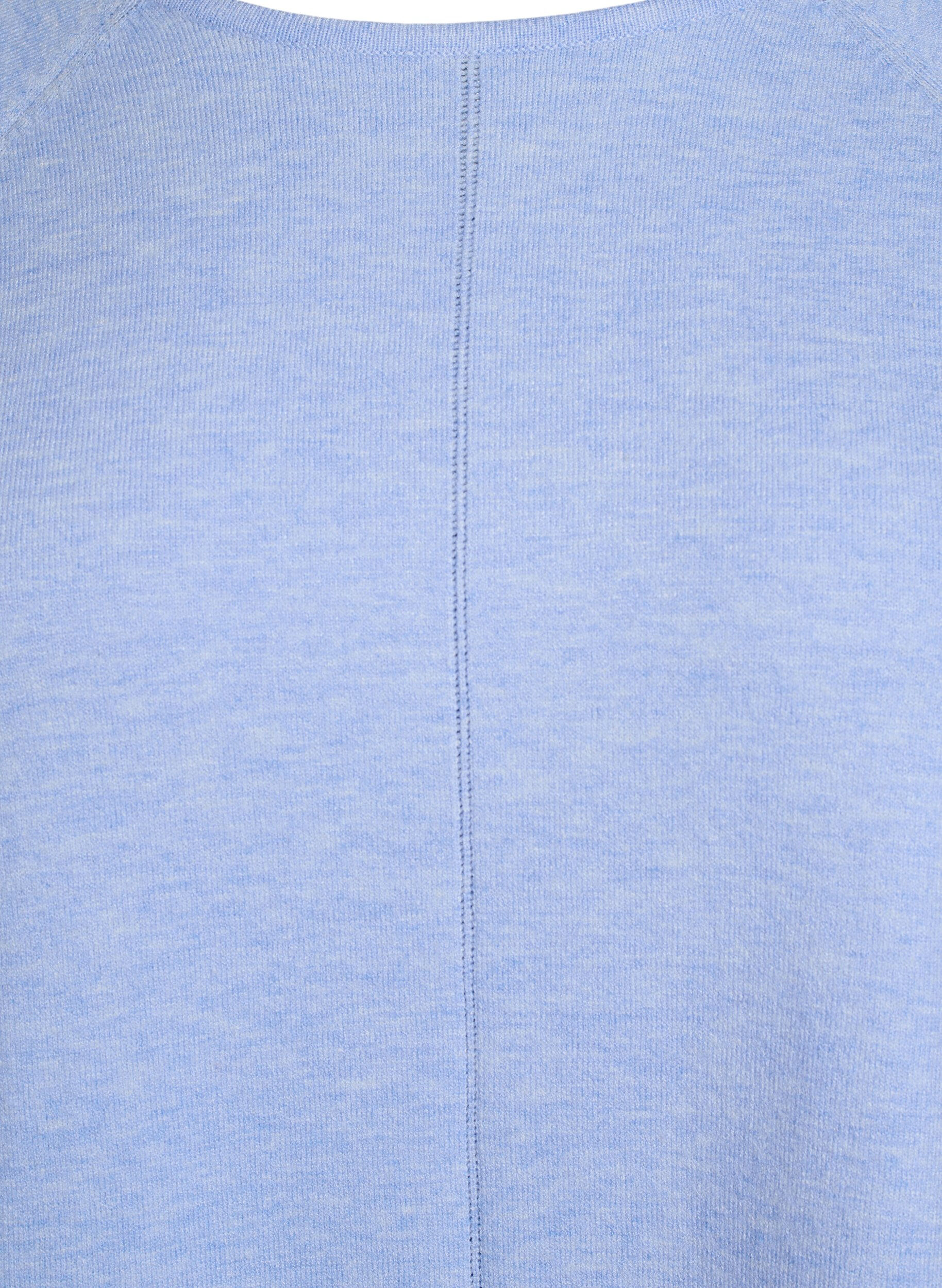 Zizzifashion Knitted blouse with round neck and knitted pattern, Light Blue, Packshot image number 2