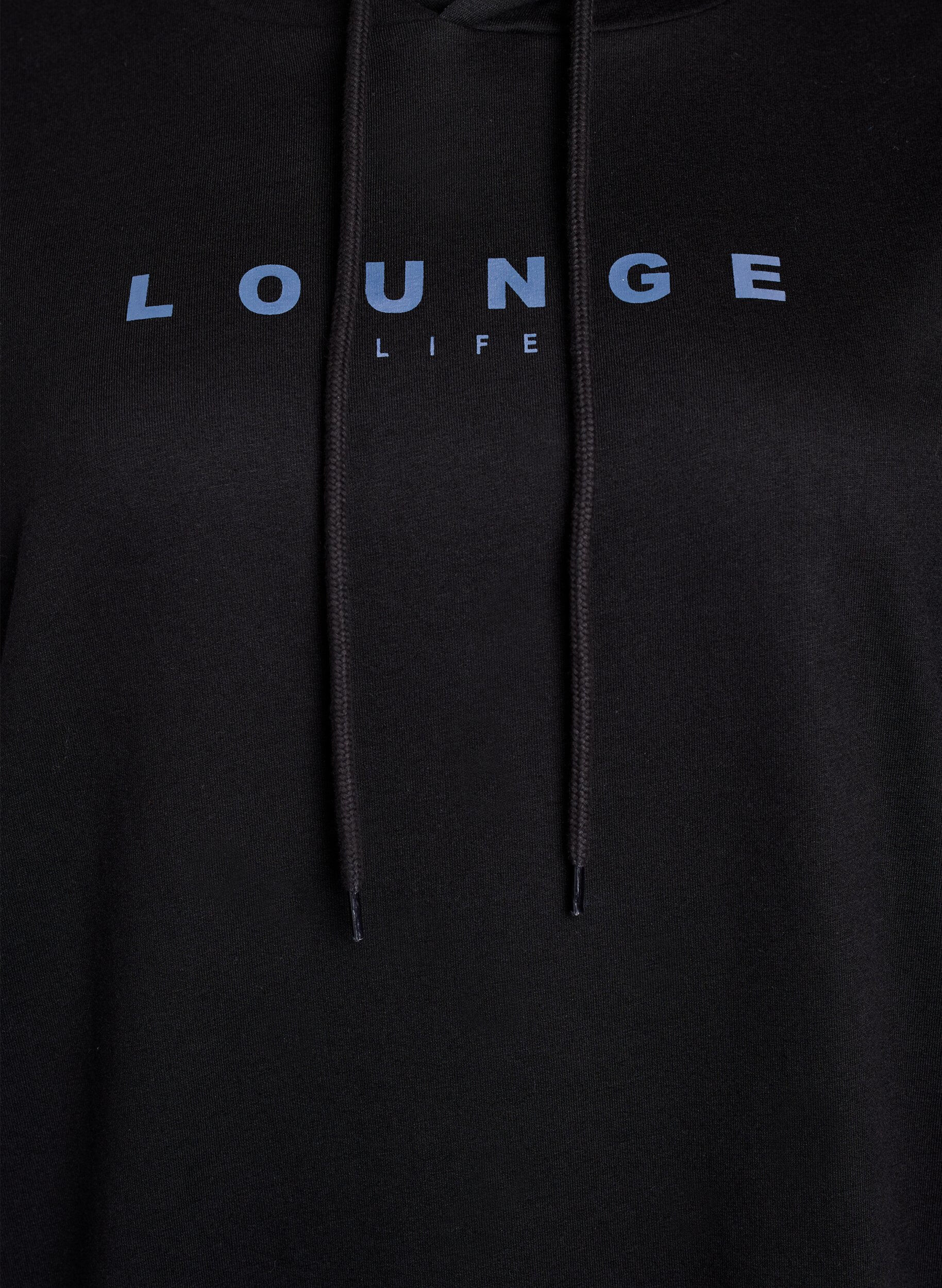 Zizzifashion Sweatshirt with hood and print, Black, Packshot image number 2