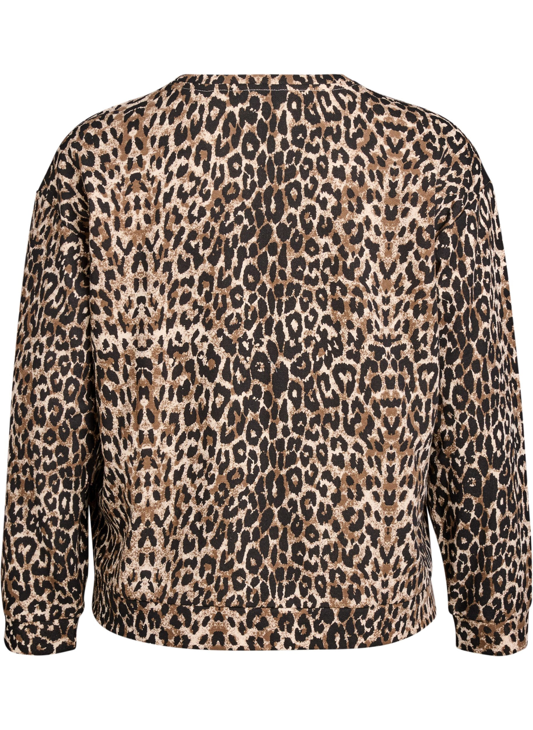 Zizzifashion Leopard print sweatshirt with statement print, Brown, Packshot image number 1