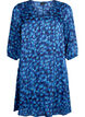 Printed dress with v-neck and 3/4 sleeves, Navy Blazer Leaf AOP, Packshot image number 0