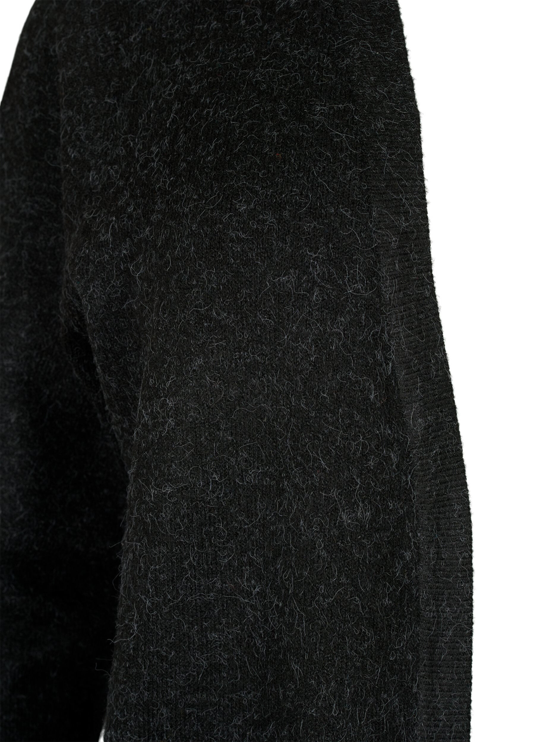 ZizzifashionRibbed Knit Cardigan with Pockets, Dark Grey, Packshot image number 2