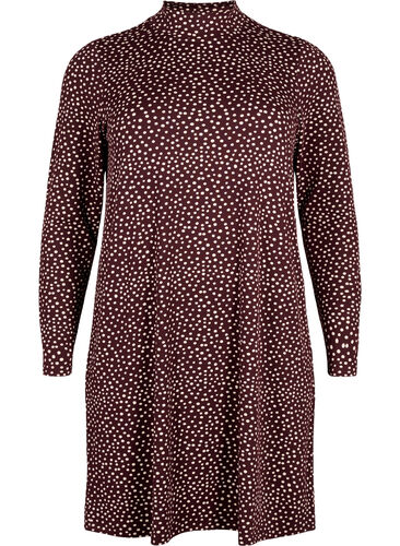 FLASH - Long sleeve dress with turtleneck, Fudge Dot, Packshot image number 0