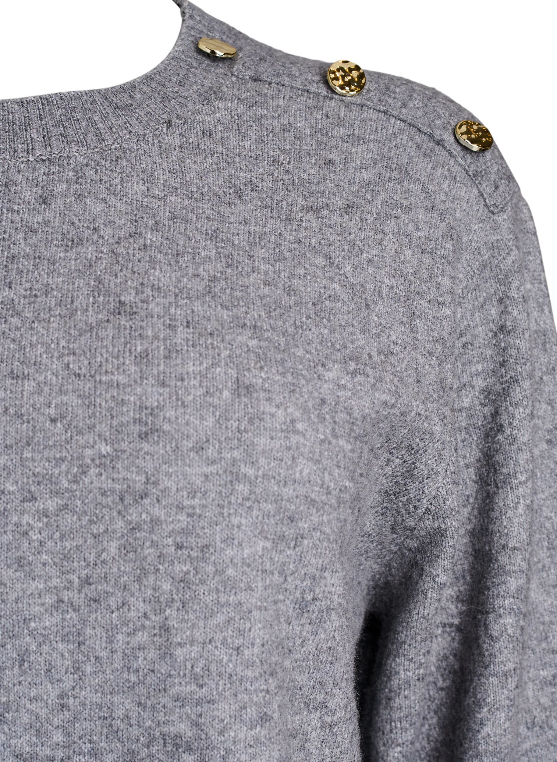 ZizzifashionKnit blouse with button detail, Grey, Packshot image number 2