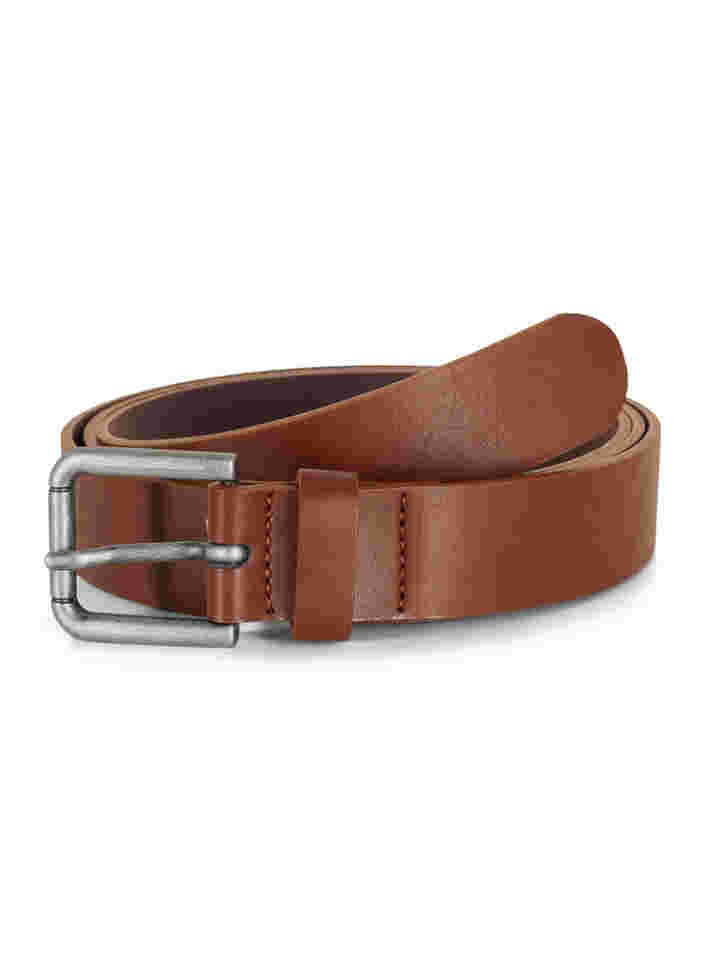 Brown belt in synthetic leather, Brown, Packshot image number 0