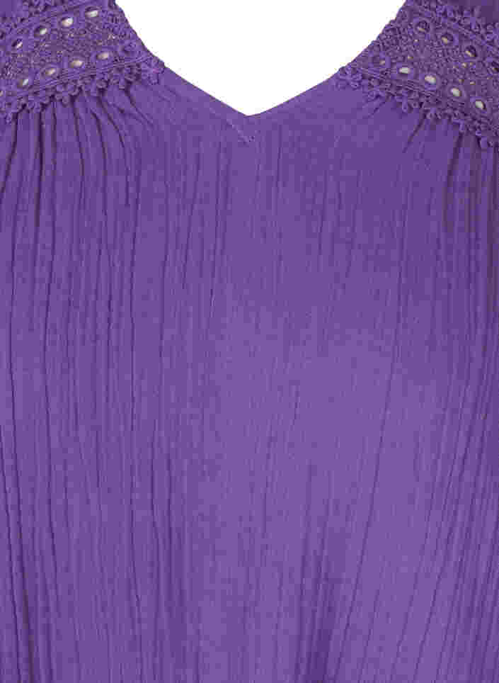 Short-sleeved cotton dress with lace details, Violet Indigo, Packshot image number 2