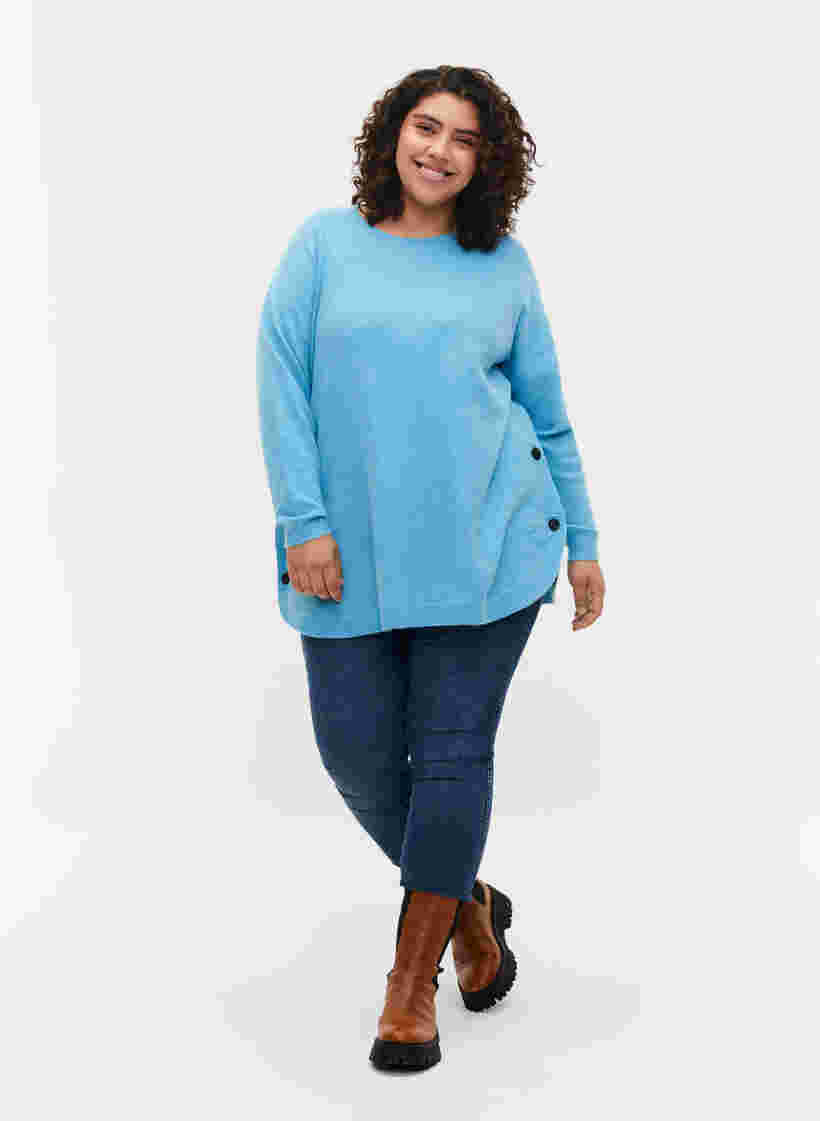 Marled knitted sweater with button details, River Blue WhiteMel., Model image number 2