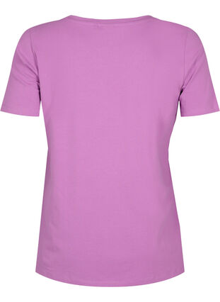 Basic plain cotton t-shirt, Iris Orchid, Packshot image number 1