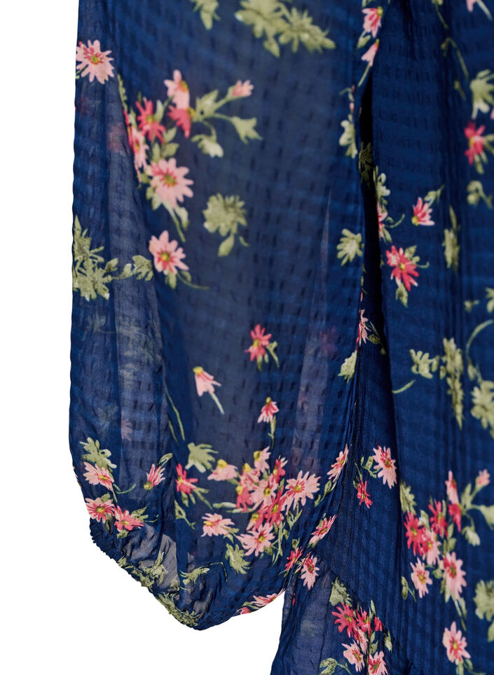 Floral print A-line tunic, Blue, Packshot image number 3