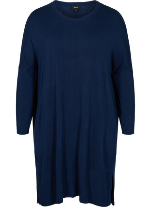 Oversized knitted dress in a viscose blend, Navy Blazer, Packshot image number 0