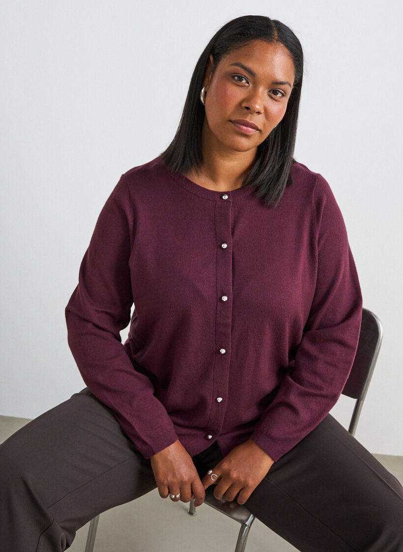 Cardigan with round buttons, Red, Model image number 0