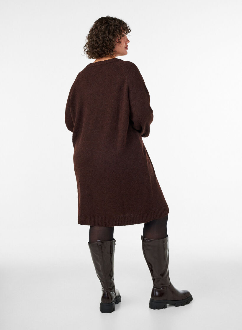 Jumper dress with large flower appliqu&eacute;, Brown, Model image number 2