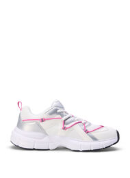 Wide fit sneakers with contrasting tie detail, White w. Pink, Packshot