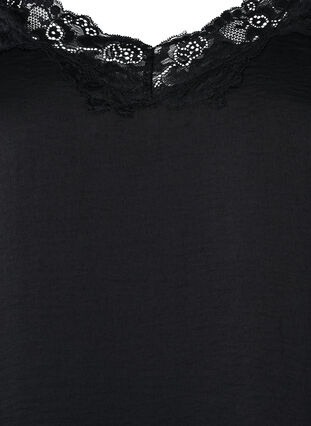 Pyjama top with lace trim, Black, Packshot image number 2