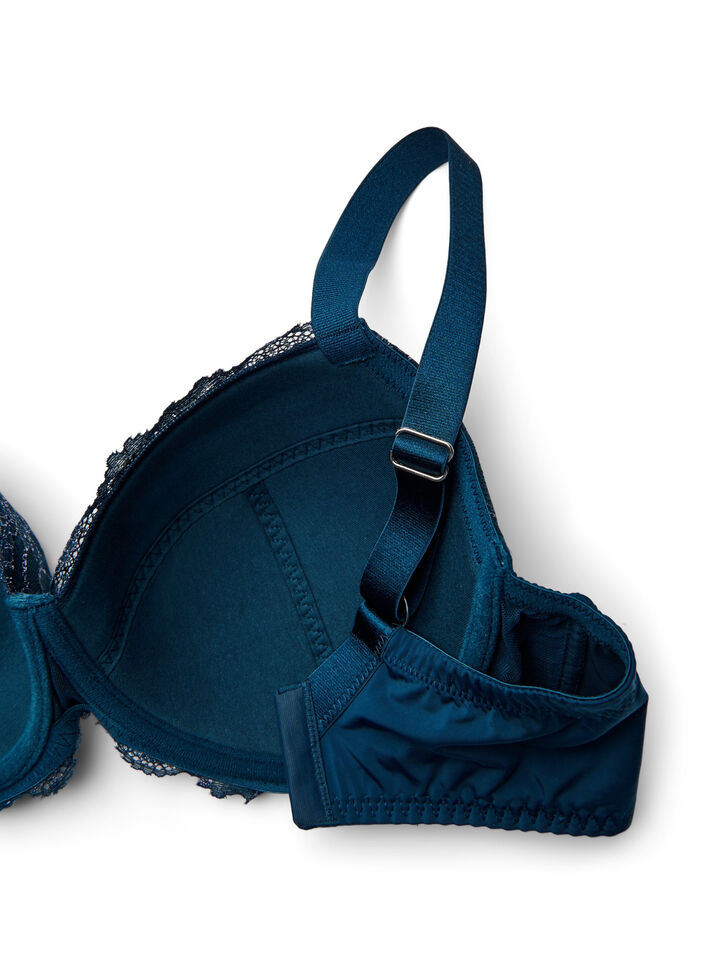Underwire bra with lace and padded cups, Blue, Packshot image number 3