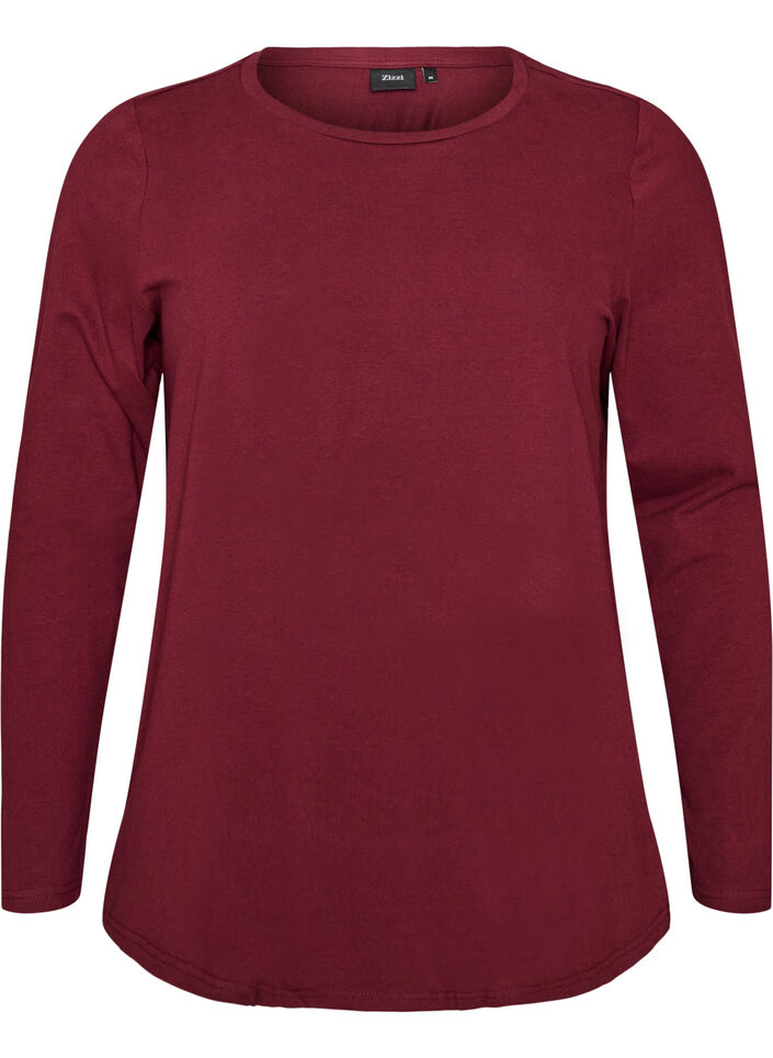 Basic jersey blouse with long sleeves, Red, Packshot image number 0