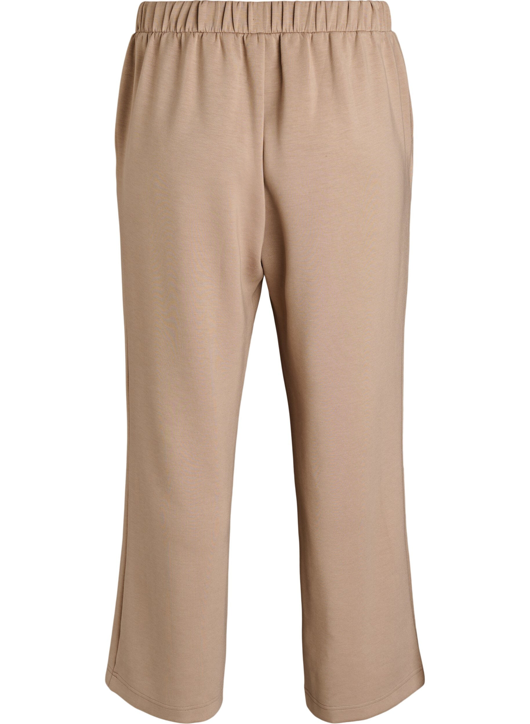 Zizzifashion High-waisted lounge trousers with straight legs, Beige, Packshot image number 1