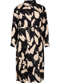Long-sleeved midi dress in viscose with print